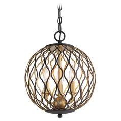 Gilded Glam Sand Coal with Painted and Plated Honey Gold Pendant by Minka Lavery