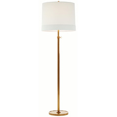 Visual Comfort Signature Collection Simple Scallop Soft Brass Floor Lamp with Drum Shade