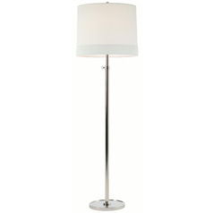 Visual Comfort Signature Collection Simple Scallop Soft Silver Floor Lamp with Drum Shade