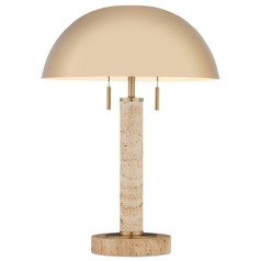 Currey and Company Miles Brass / Natural LED Table Lamp with Bowl / Dome Shade