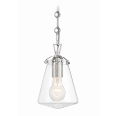 Crystorama Lighting Voss Polished Nickel Mini-Pendant Light with Conical Shade