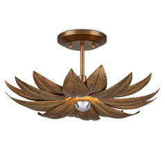 Currey and Company Tom Caldwell Alithea Antique Brass Semi-Flushmount Light