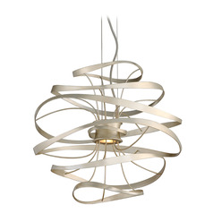 Corbett Lighting Calligraphy Silver Leaf and Polished Stainless Accents LED Pendant Light