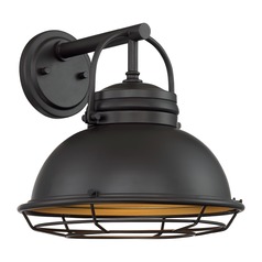 Upton Dark Bronze & Gold Outdoor Wall Light by Satco Lighting