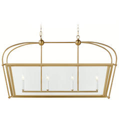 Visual Comfort Studio Collection Charleston Satin Brass Island Light with Rectangle Shade