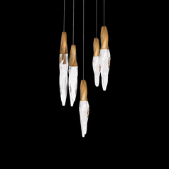 Kindjal LED 5-Light Pendant in Aged Brass by Schonbek Beyond