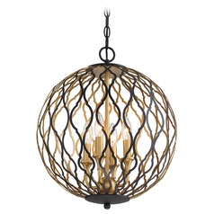 Gilded Glam Sand Coal with Painted and Plated Honey Gold Pendant by Minka Lavery