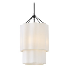 Hinkley Gwen Black LED Pendant Light with Scalloped Shade