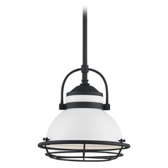 Upton Gloss White & Textured Black Outdoor Hanging Light by Satco Lighting