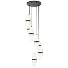 Z-Lite Cayden Matte Black Multi-Light Pendant with Cylindrical Shade