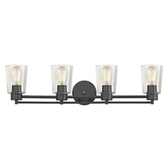 Industrial Clear Glass Bathroom Light Black 4 Lt