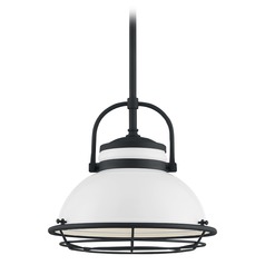 Upton Gloss White & Textured Black Outdoor Hanging Light by Satco Lighting