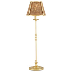 Currey and Company Deauville Polished Brass / Natural LED Table Lamp with Empire Shade