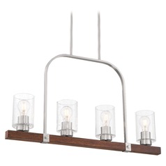Arabel Brushed Nickel & Nutmeg Wood Linear Light by Nuvo Lighting