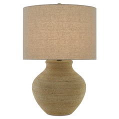 Currey and Company Hensen Natural / Satin Black Table Lamp with Drum Shade