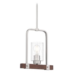 Arabel Brushed Nickel & Nutmeg Wood Pendant by Nuvo Lighting