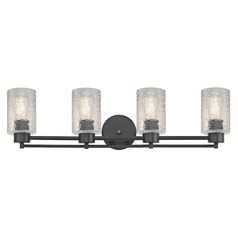 Industrial Ice Glass Bathroom Light Black 4 Lt