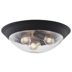 16-Inch Industrial Seeded Glass Flush-Mount in Matte Black