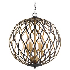 Gilded Glam Sand Coal with Painted and Plated Honey Gold Pendant by Minka Lavery