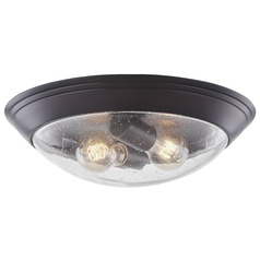 14-Inch Industrial Seeded Glass Flush-Mount in Bronze