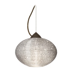 Besa Lighting Pape Ribbed Glass Bronze Pendant Light