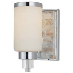 Modern Sconce with White Glass in Chrome with Natural Shell by Minka Lavery