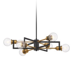 Intention Warm Brass & Black Chandelier by Nuvo Lighting