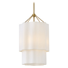 Hinkley Gwen Lacquered Brass LED Pendant Light with Scalloped Shade