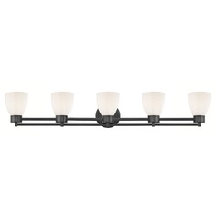 Modern Bathroom Light White Glass Black 5 Lt