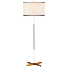 Currey and Company Willoughby Brass / Oil Rubbed Bronze Floor Lamp with Drum Shade