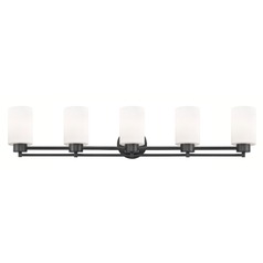 Modern Bathroom Light White Glass Black 5 Lt