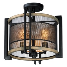 Boundry Black / Barn Wood / Antique Brass Semi-Flush Mount by Maxim Lighting