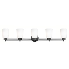 Modern Bathroom Light White Glass Black 5 Lt