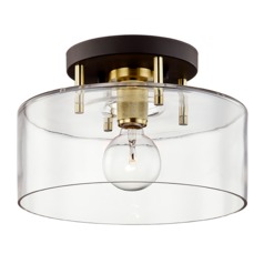 Bergamot Station 12.25-Inch Bronze and Brass Semi-Flush Mount by Troy Lighting
