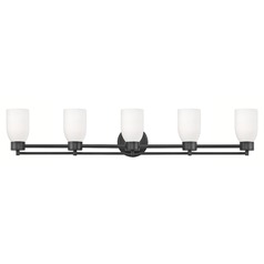 Modern Bathroom Light White Glass Black 5 Lt