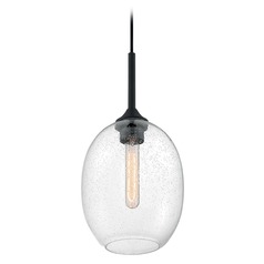 Aria Matte Black Pendant with Oval Shade by Satco Lighting