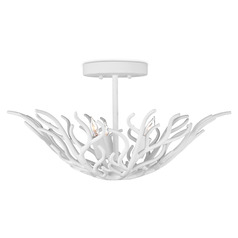 Currey and Company Ian Thornton Snowfall Gesso White Semi-Flushmount Light