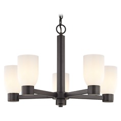 Opal White Glass Chandelier Bronze 5-Lt