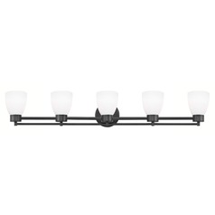 Modern Bathroom Light White Glass Black 5 Lt