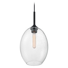 Aria Matte Black Pendant with Oval Shade by Satco Lighting
