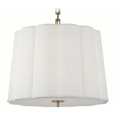 Visual Comfort Signature Collection Simple Scallop Soft Brass Pendant Light with Scalloped Shade