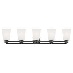 Modern Bathroom Light White Glass Black 5 Lt