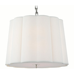 Visual Comfort Signature Collection Simple Scallop Soft Silver Pendant Light with Scalloped Shade