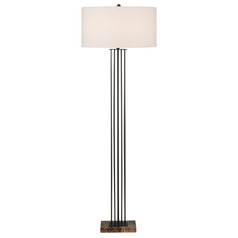 Currey and Company Prose Bronze / Natural Floor Lamp with Drum Shade