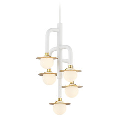 George Kovacs Tubular Matte White & Honey Gold LED Pendant Light with Globe Shade