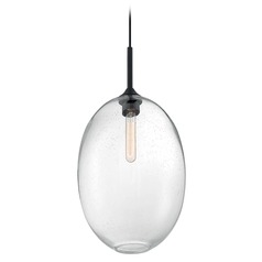 Aria Matte Black Pendant with Oval Shade by Satco Lighting