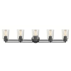 Industrial Clear Glass Bathroom Light Black 5 Lt