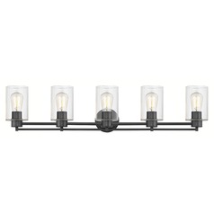 Industrial Clear Glass Bathroom Light Black 5 Lt