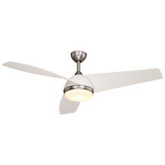 Vaxcel Lighting Odell Brushed Nickel & Matte White LED Ceiling Fan with Light