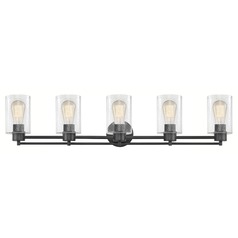 Industrial Seeded Glass Bathroom Light Black 5 Lt